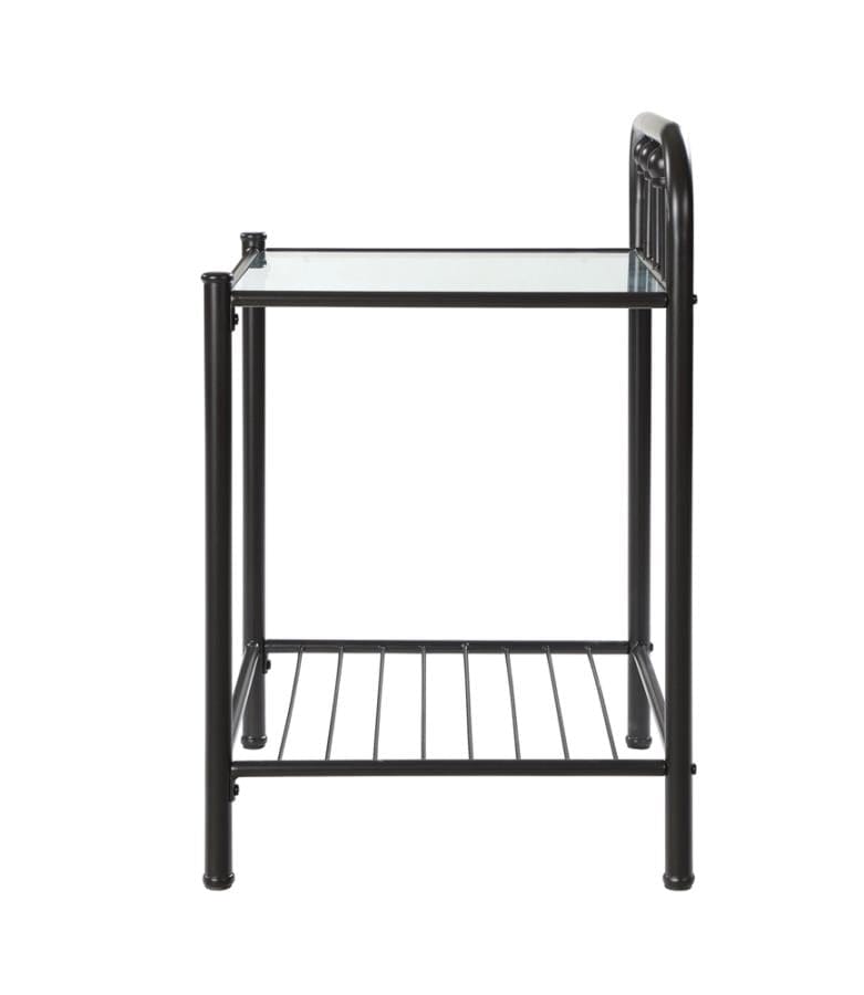 Livingston 1-shelf Nightstand with Glass Top Dark Bronze