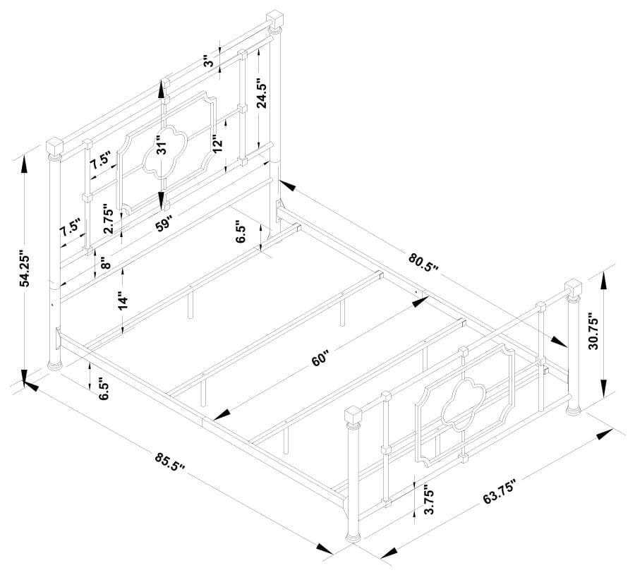 Paskay Queen Metal Panel Bed Matte Black