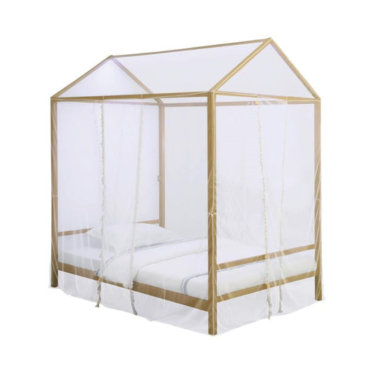 Altadena Twin Canopy Bed with LED Lighting Matte Gold