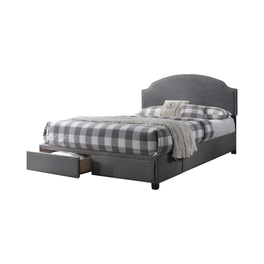 Niland Eastern King 2-drawer Upholstered Storage Bed Charcoal