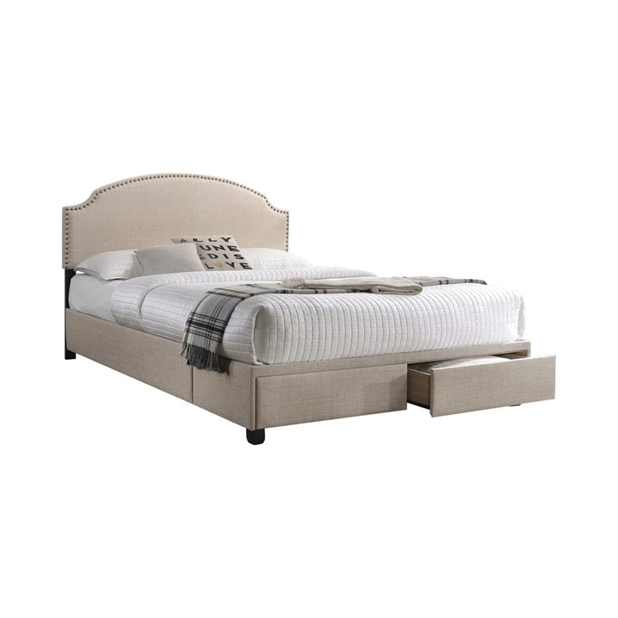 Niland Full 2-drawer Upholstered Storage Bed Beige