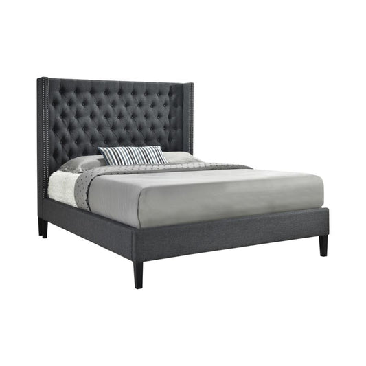 Summerset Full Button Tufted Upholstered Bed Charcoal