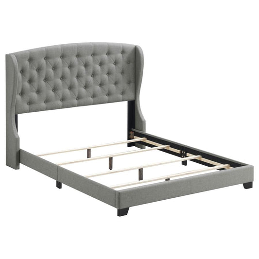 Krome Full Upholstered Bed with Demi-wing Headboard Smoke