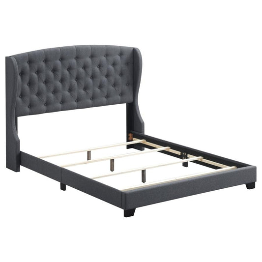 Krome Full Upholstered Bed with Demi-wing Headboard Gunmetal