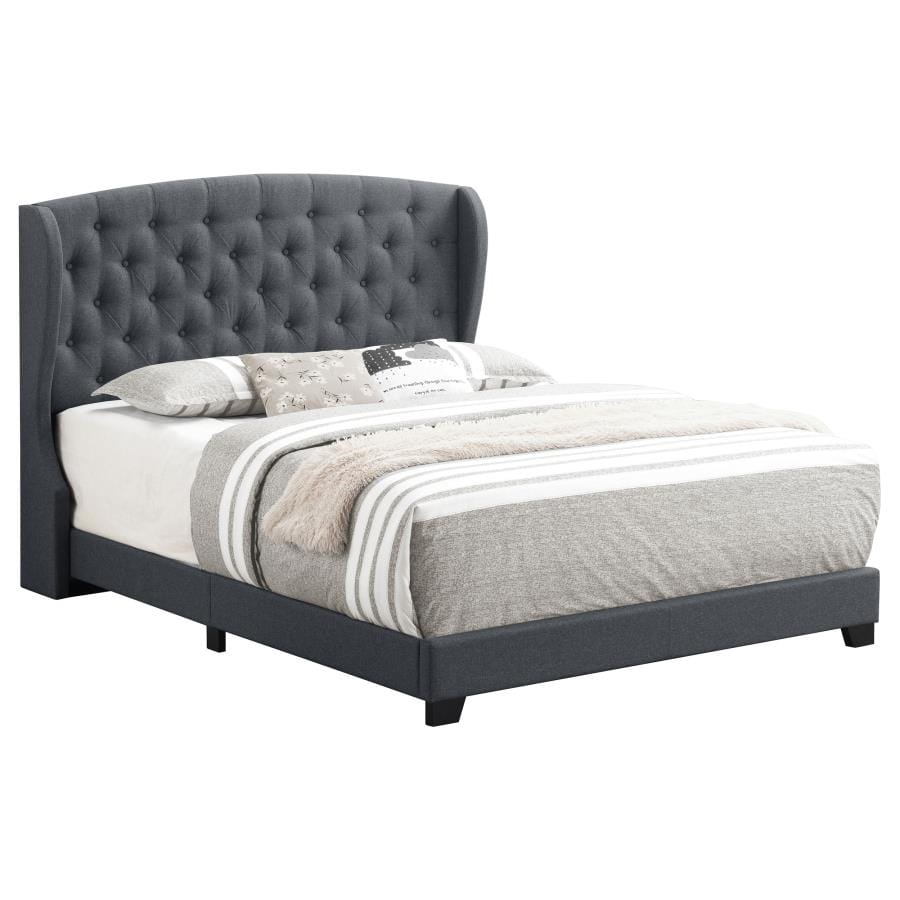 Krome Full Upholstered Bed with Demi-wing Headboard Gunmetal