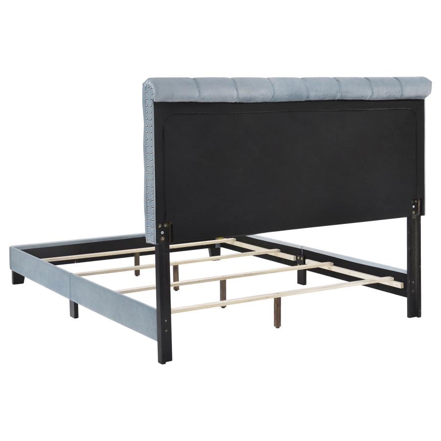 Warner Eastern King Upholstered Bed Slate Blue