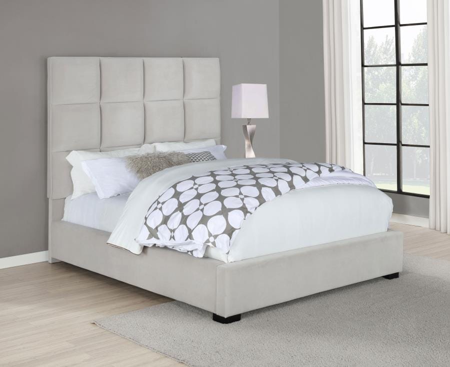 Panes Queen Tufted Upholstered Panel Bed Beige