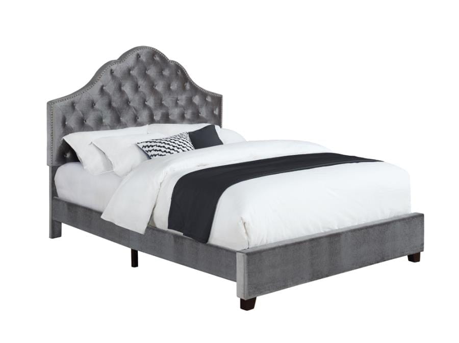 Abbeville Full Upholstered Bed with Arched Headboard Grey