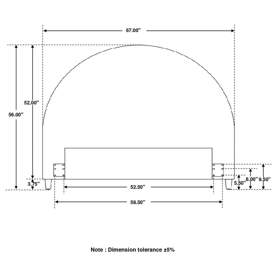 June Upholstered Arched Queen/Full Headboard Ivory