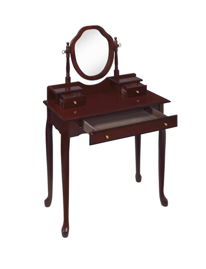 Minnette 2-piece Vanity Set with Upholstered Stool Brown Red