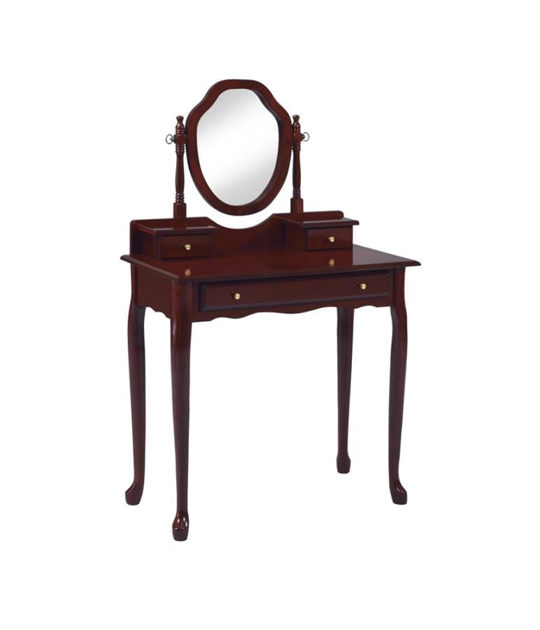 Minnette 2-piece Vanity Set with Upholstered Stool Brown Red