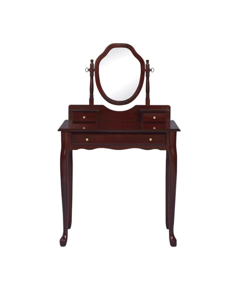 Minnette 2-piece Vanity Set with Upholstered Stool Brown Red