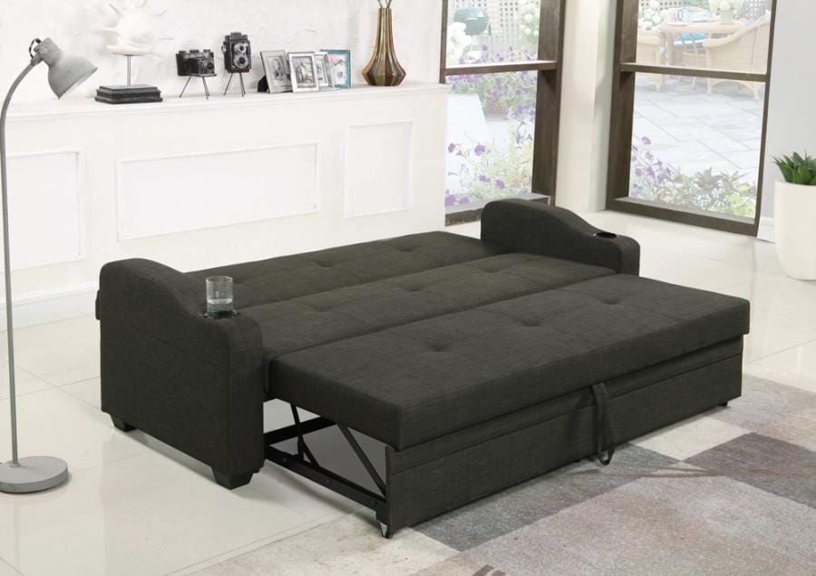 Miller Upholstered Sleeper Sofa Bed Charcoal Grey