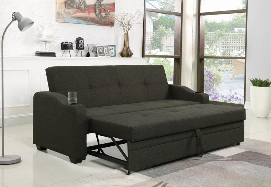 Miller Upholstered Sleeper Sofa Bed Charcoal Grey