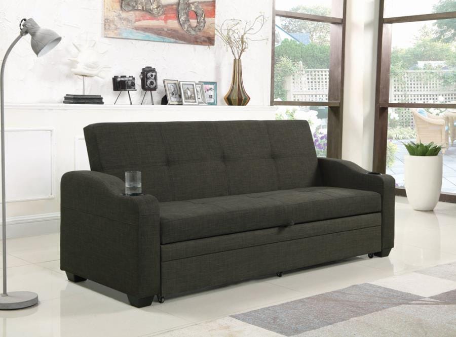 Miller Upholstered Sleeper Sofa Bed Charcoal Grey