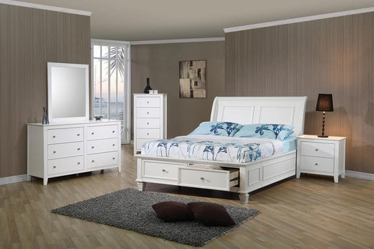 Selena Storage Bedroom Set with Sleigh Headboard Buttermilk