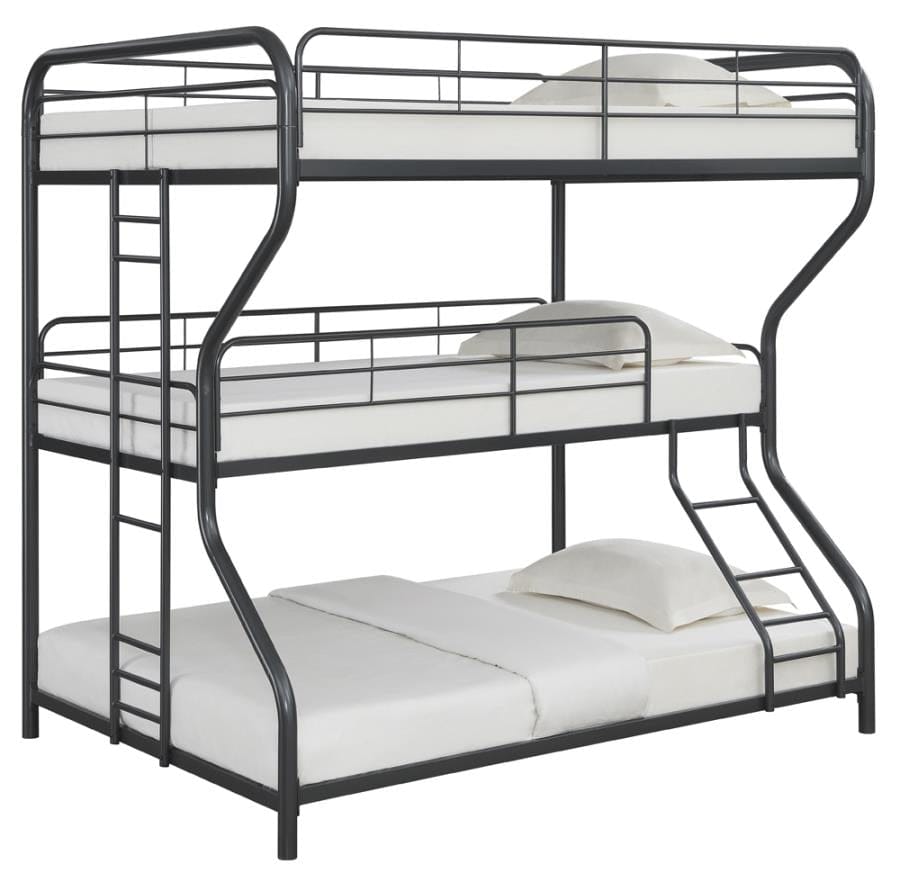 Garner Triple Bunk Bed with Ladder Gunmetal