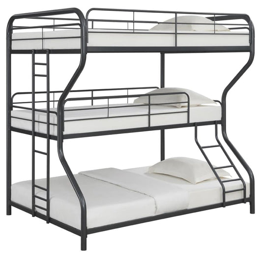 Garner Triple Bunk Bed with Ladder Gunmetal