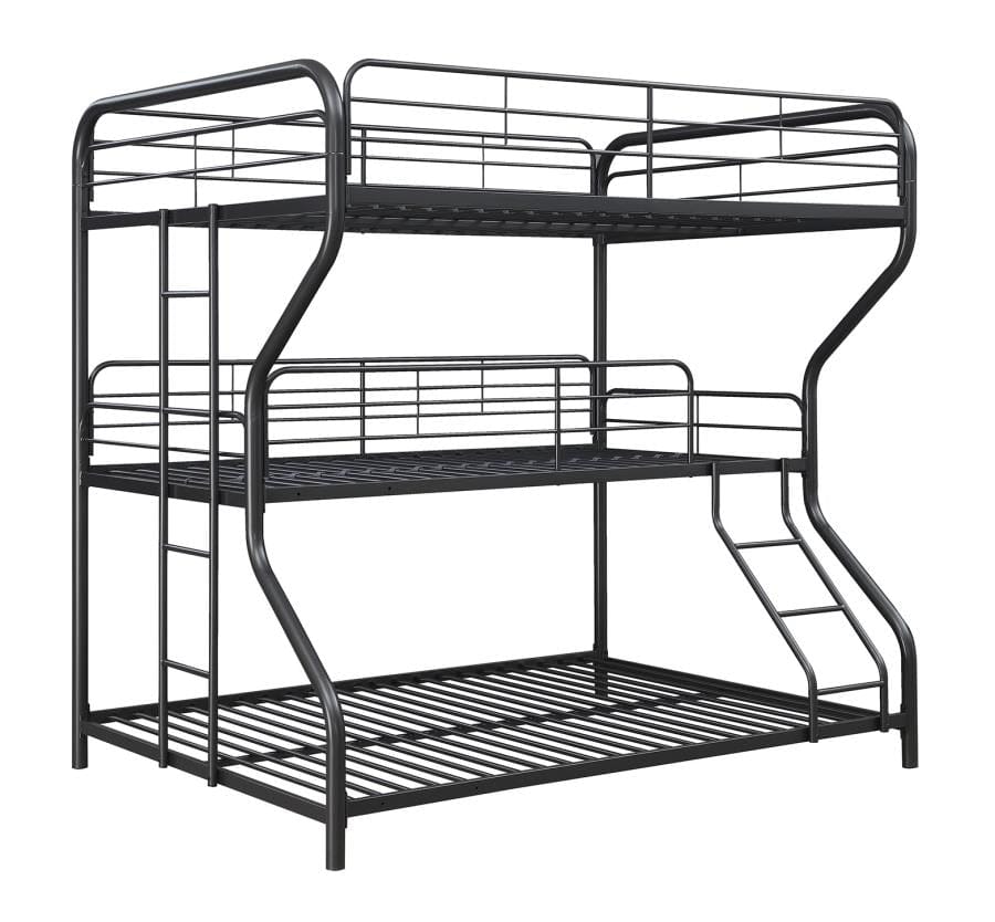 Garner Triple Bunk Bed with Ladder Gunmetal