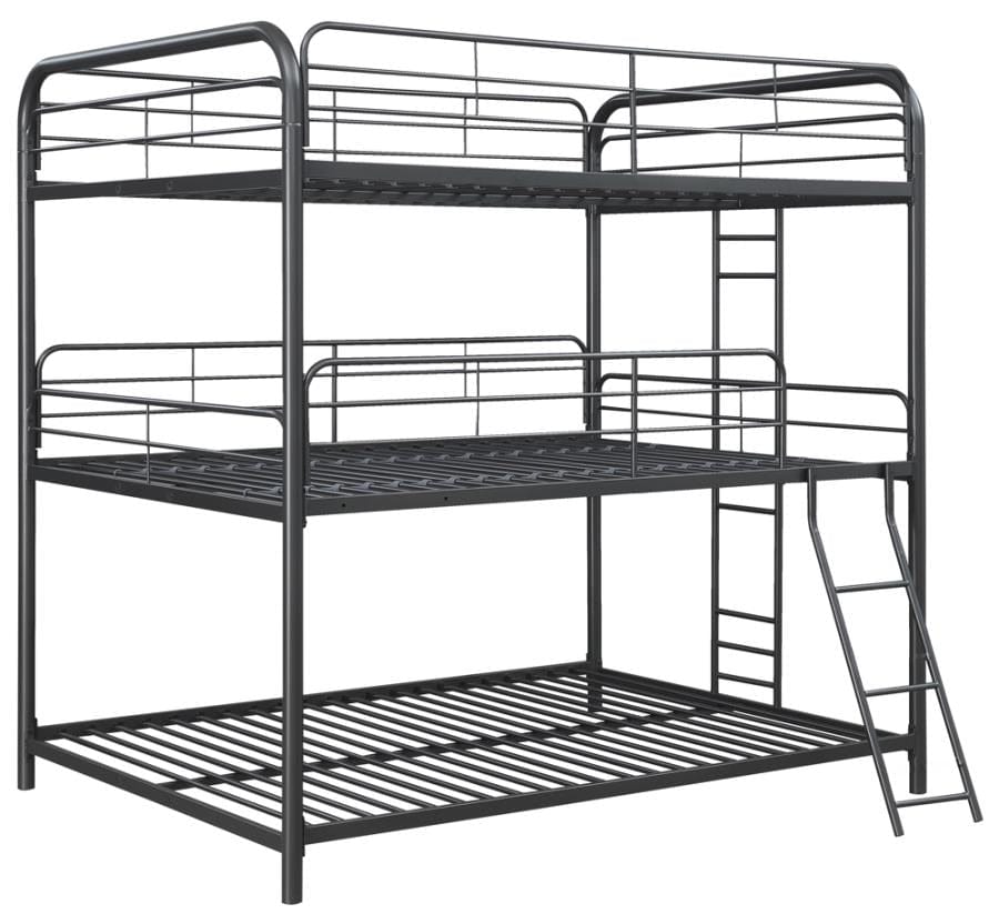 Garner Triple Bunk Bed with Ladder Gunmetal