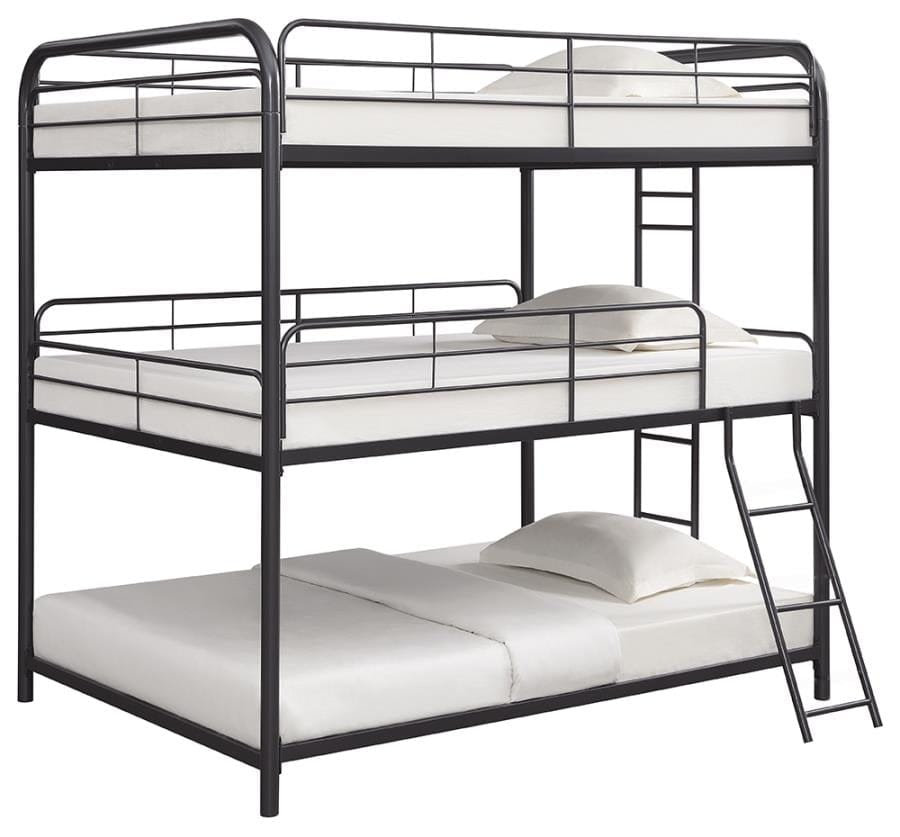 Garner Triple Bunk Bed with Ladder Gunmetal