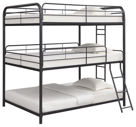 Garner Triple Bunk Bed with Ladder Gunmetal