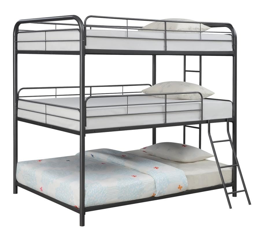 Garner Triple Bunk Bed with Ladder Gunmetal