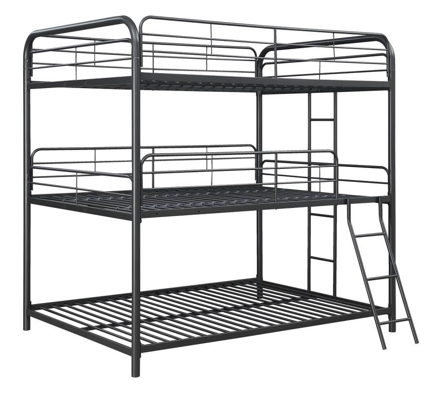 Garner Triple Bunk Bed with Ladder Gunmetal