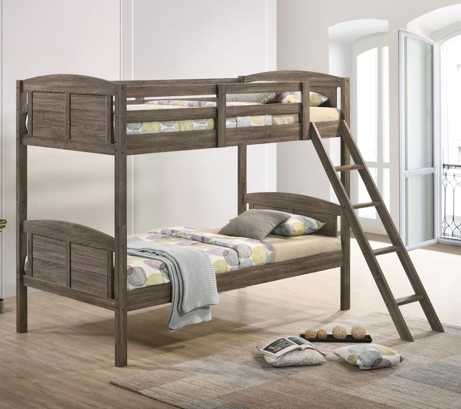 Flynn Twin over Twin Bunk Bed Weathered Brown