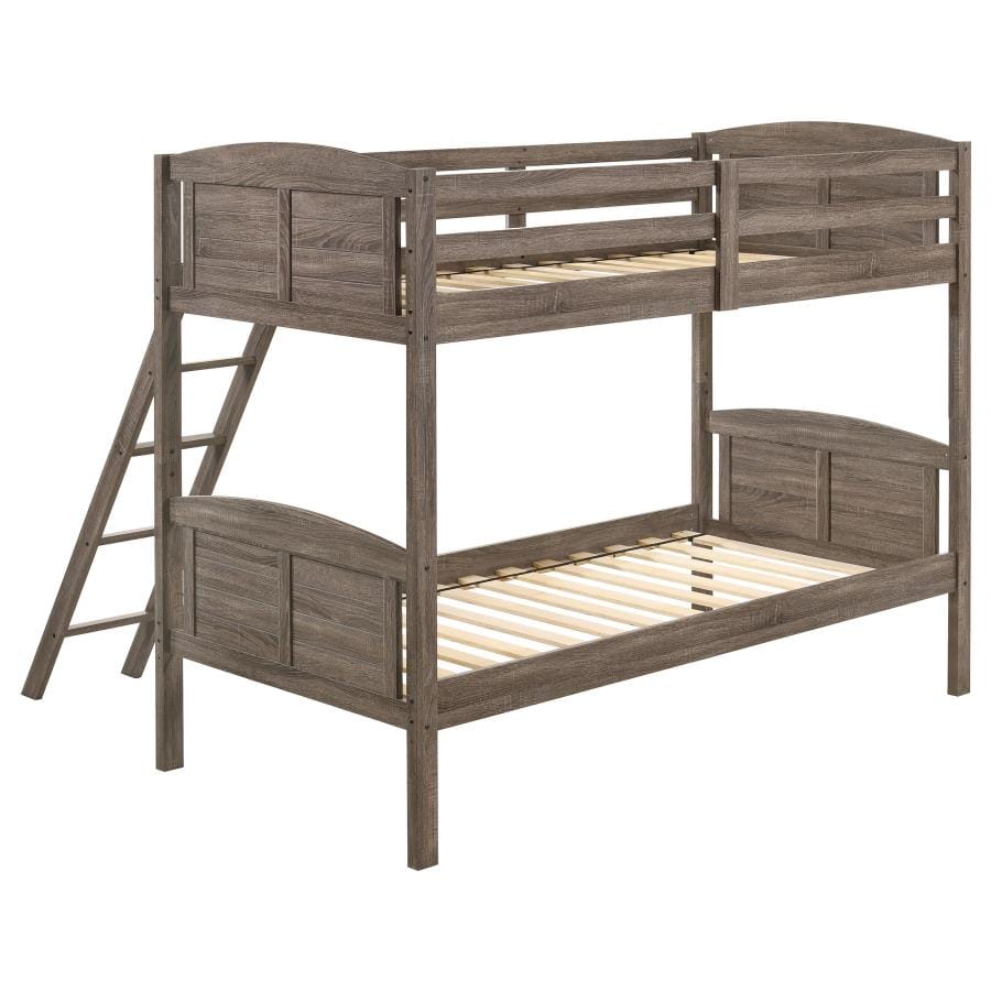 Flynn Twin over Twin Bunk Bed Weathered Brown