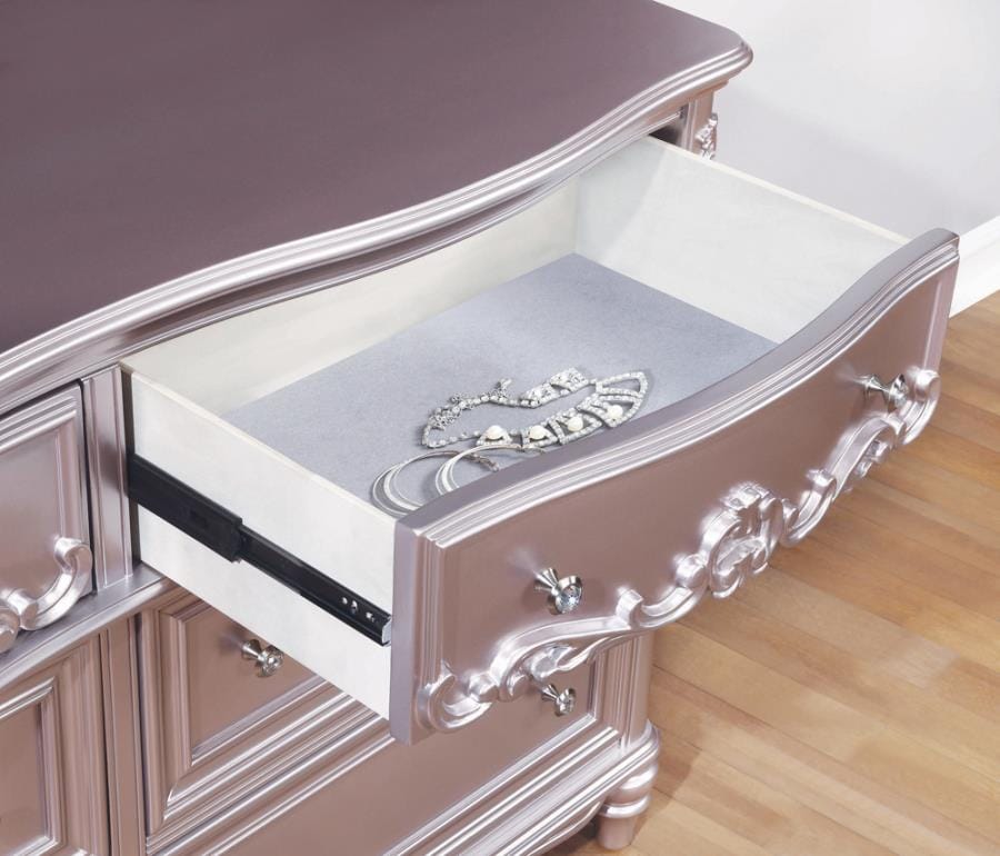 Caroline 6-drawer Rectangular Dresser Metallic Lilac