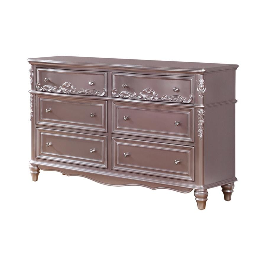 Caroline 6-drawer Rectangular Dresser Metallic Lilac