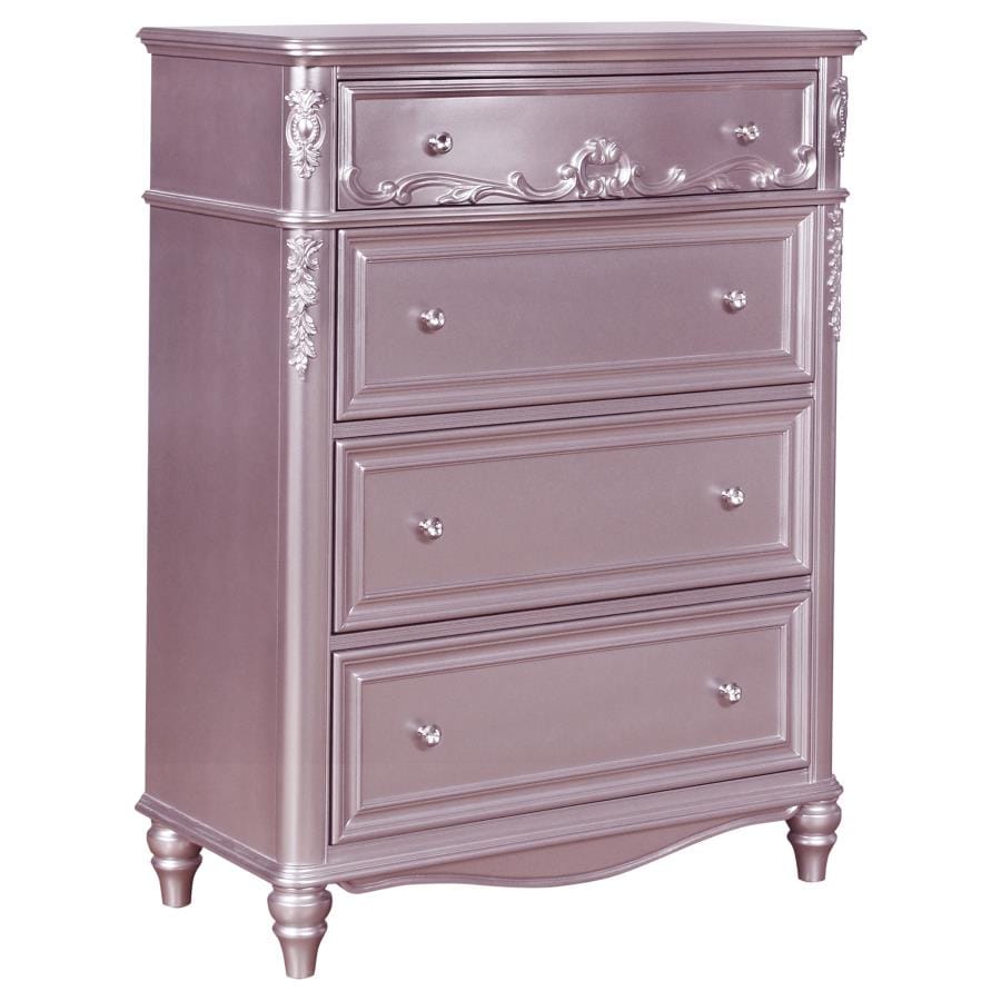 Caroline 4-drawer Rectangular Chest Metallic Lilac