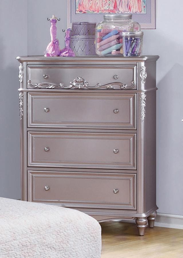 Caroline 4-drawer Rectangular Chest Metallic Lilac