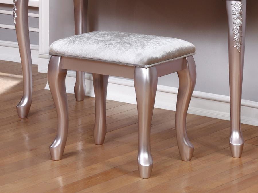 Caroline Vanity Stool White and Metallic Lilac