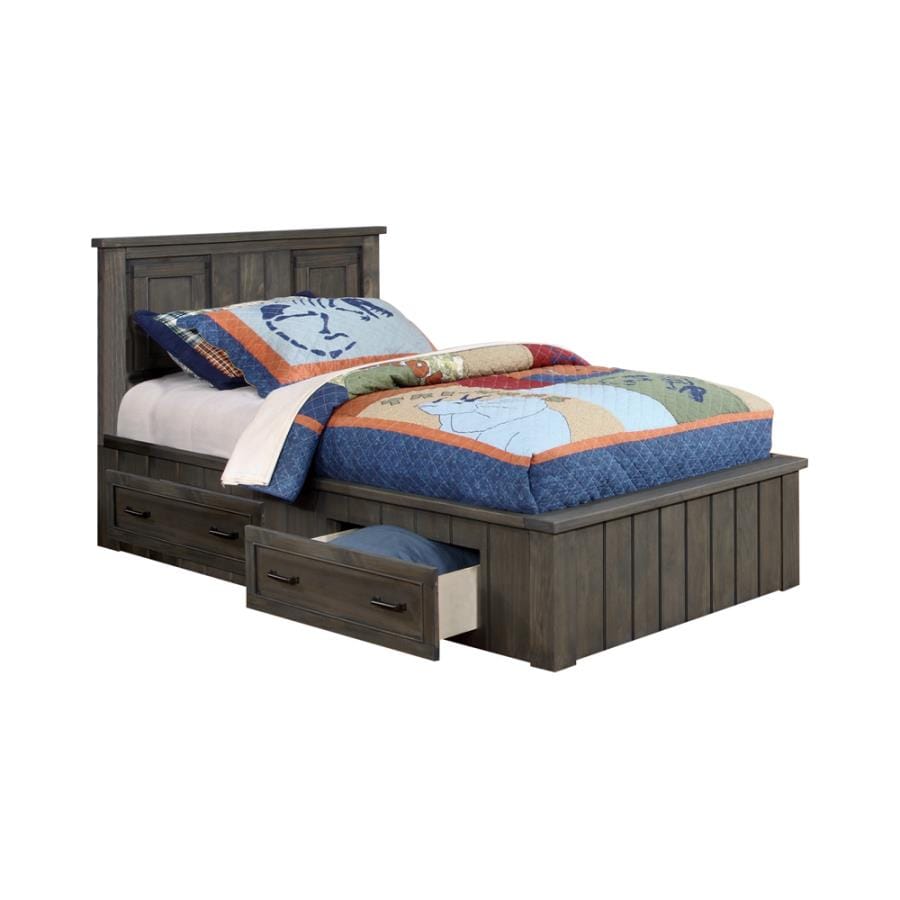 Napoleon Full Platform Bed with Storage Drawers Gunsmoke