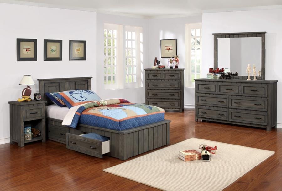 Napoleon Full Platform Bed with Storage Drawers Gunsmoke