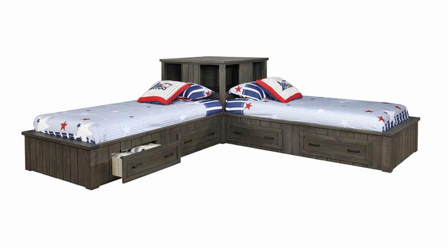 Napoleon Twin Platform Bed with Storage Drawers Gunsmoke