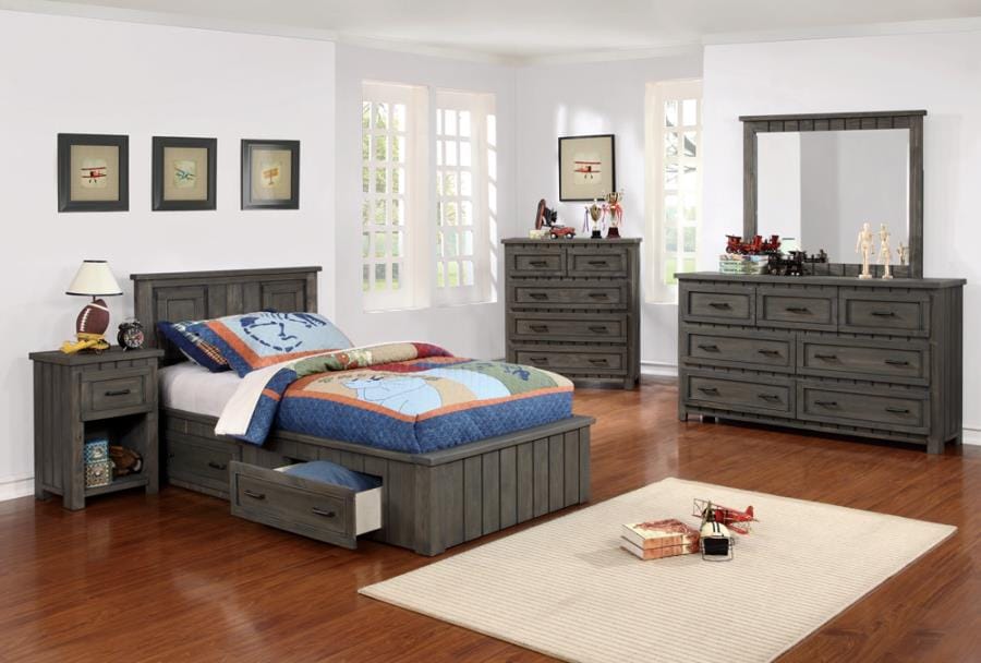 Napoleon Twin Platform Bed with Storage Drawers Gunsmoke