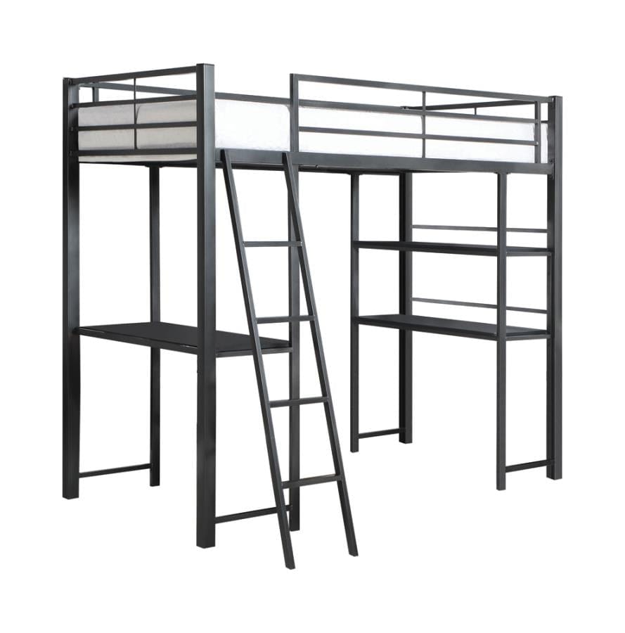 Hadley Twin Workstation Loft Bed Gunmetal