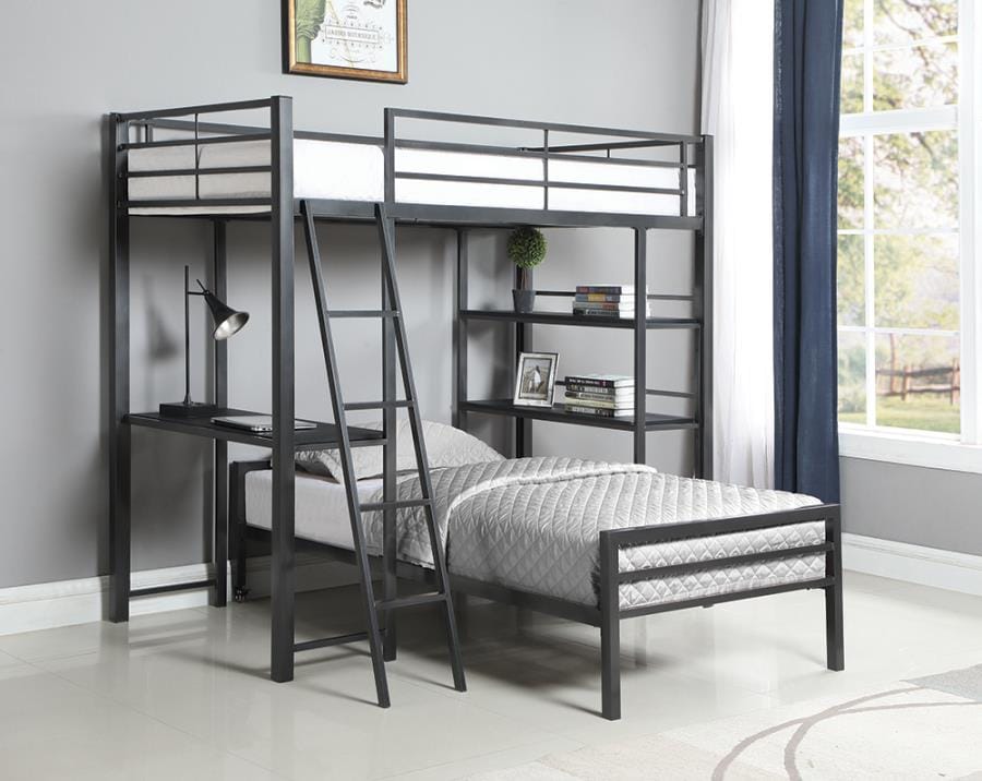 Hadley Twin Workstation Loft Bed Gunmetal