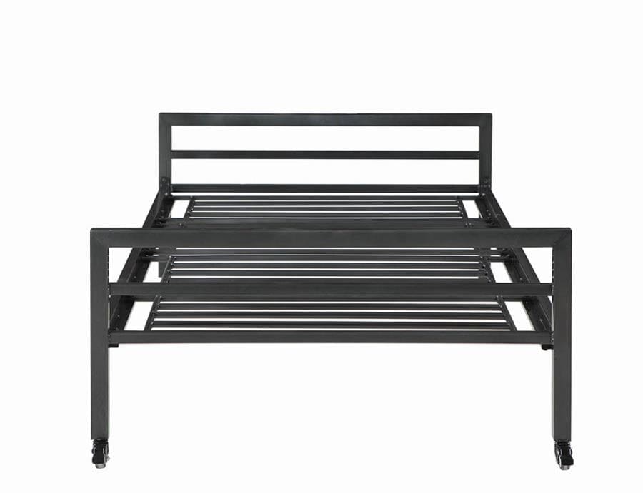 Hadley Platform Twin Bed with Casters Gunmetal