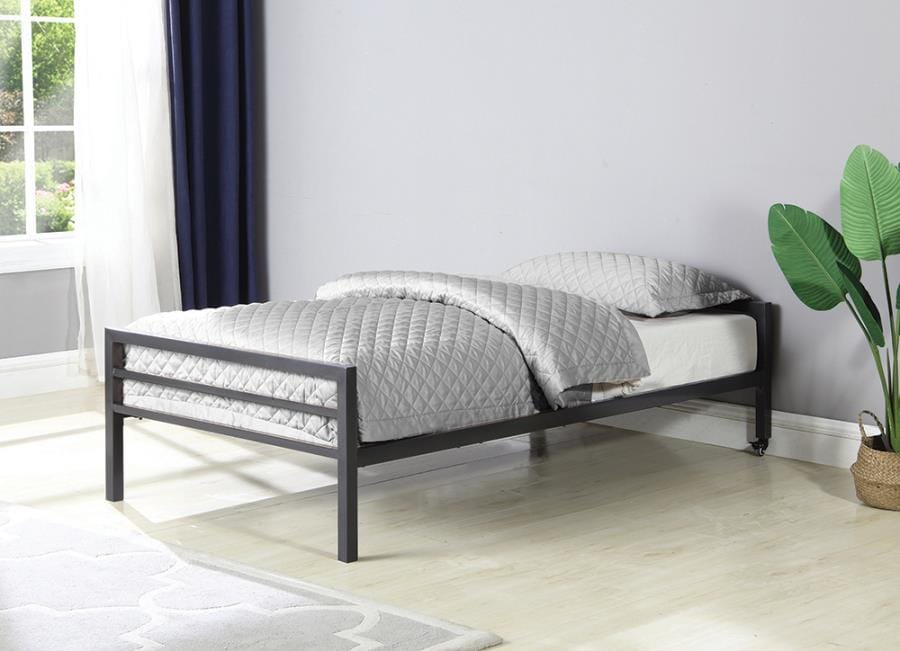 Hadley Platform Twin Bed with Casters Gunmetal