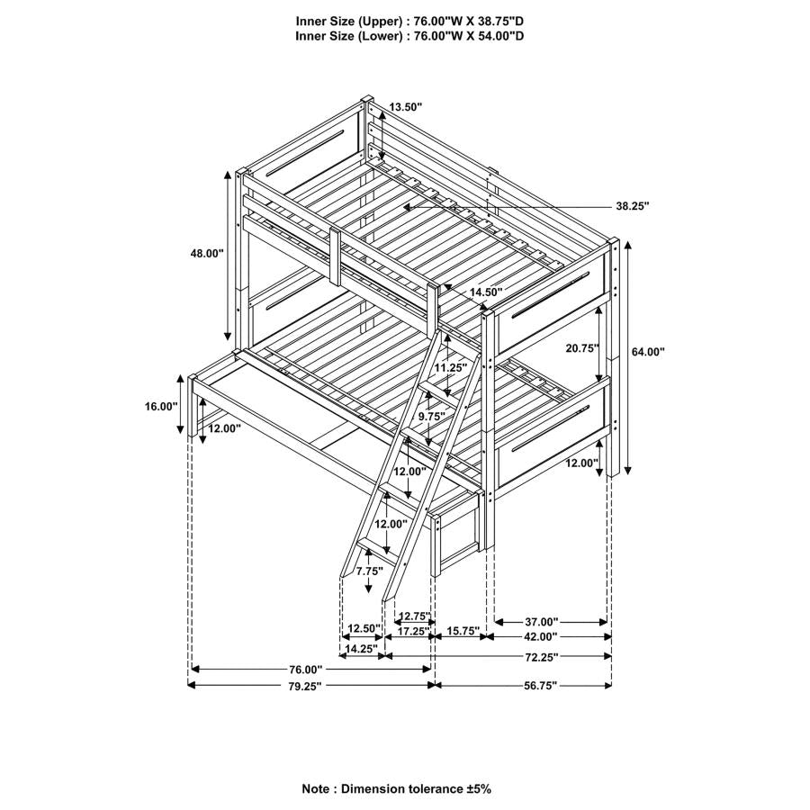 Littleton Littleton Twin/Full Bunk Bed Espresso