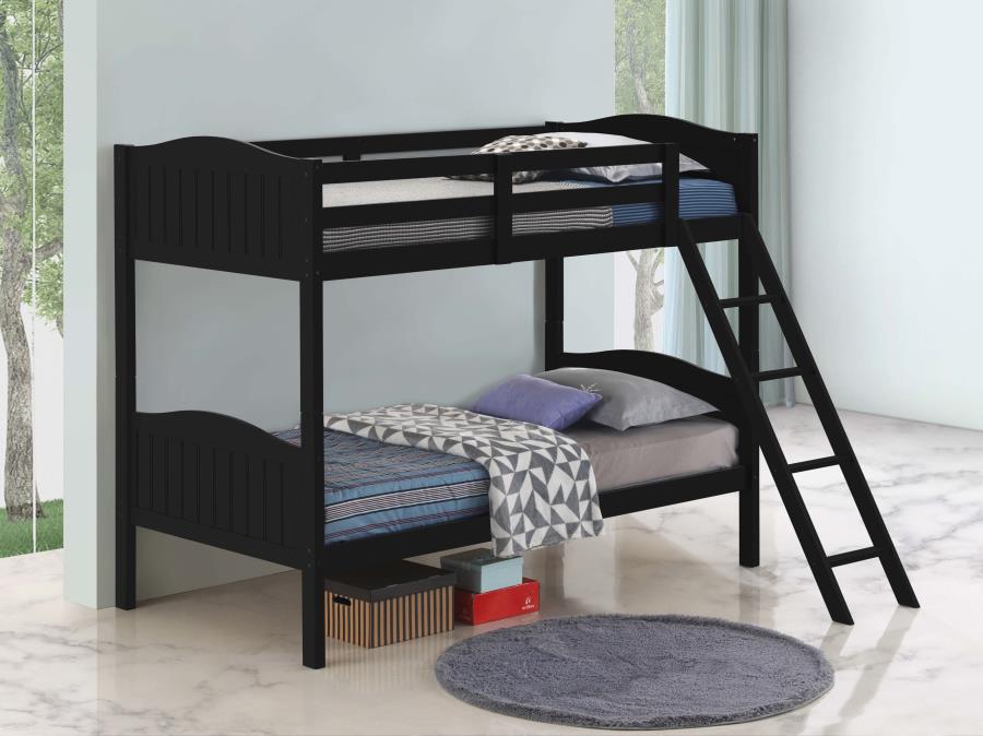 Arlo Twin/Twin Bunk Bed with Ladder Black