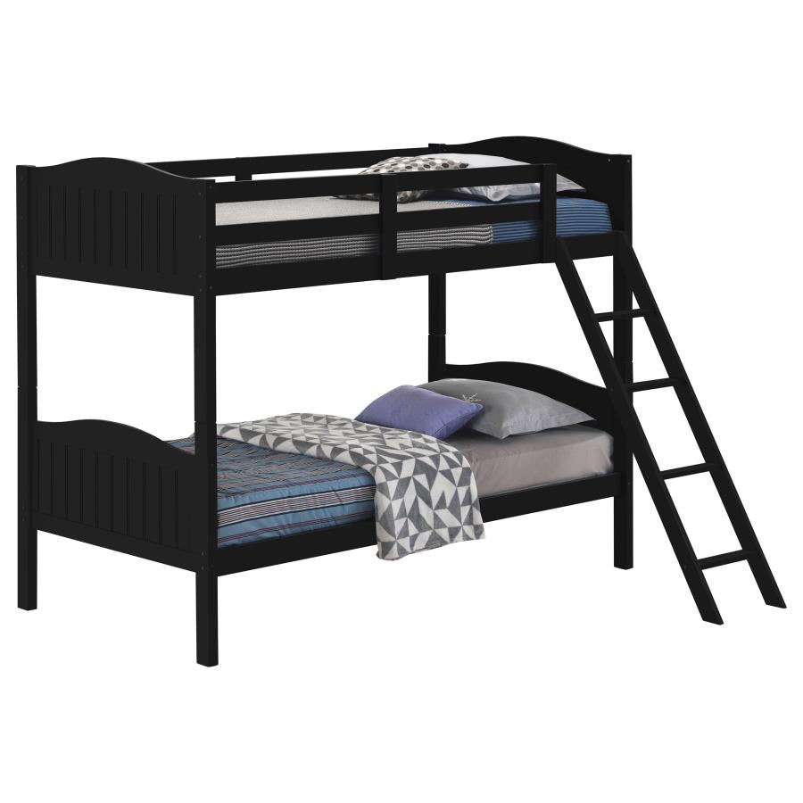 Arlo Twin/Twin Bunk Bed with Ladder Black