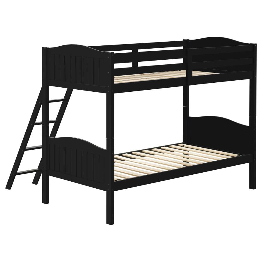 Arlo Twin/Twin Bunk Bed with Ladder Black