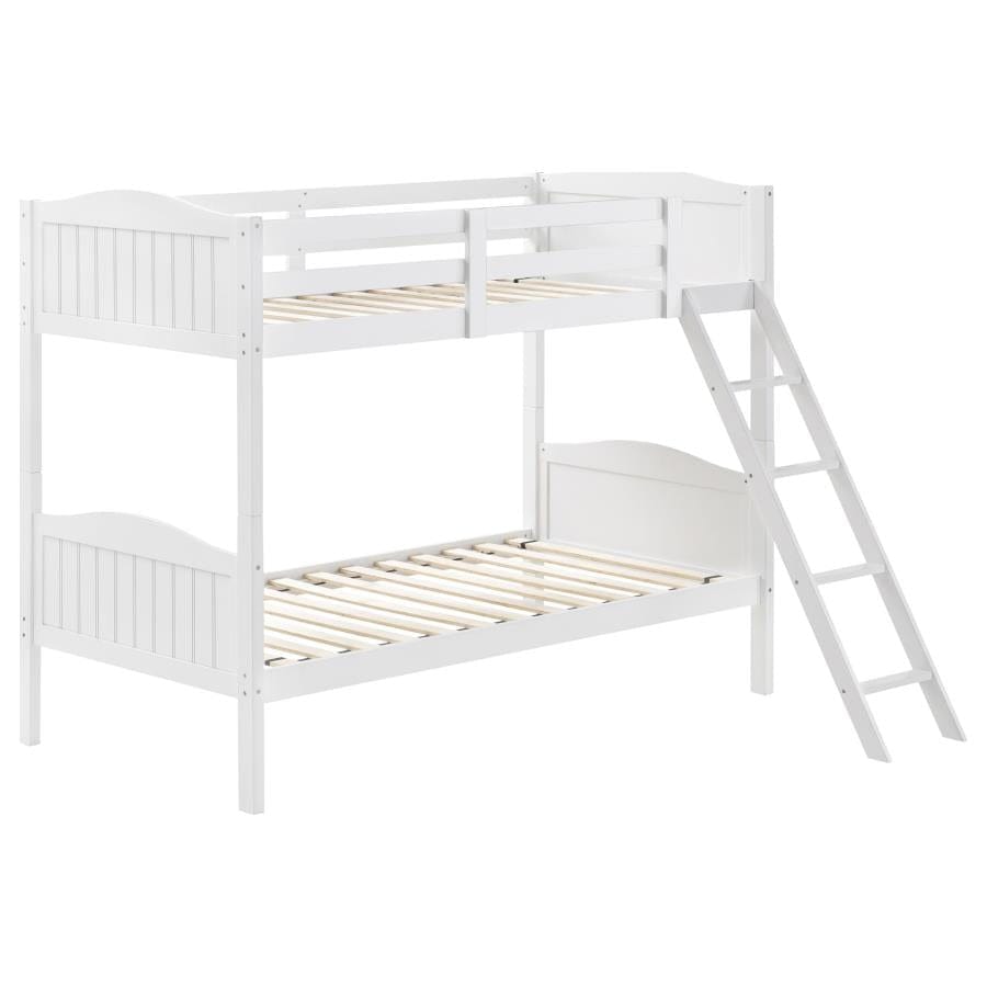 Arlo Twin/Twin Bunk Bed with Ladder White