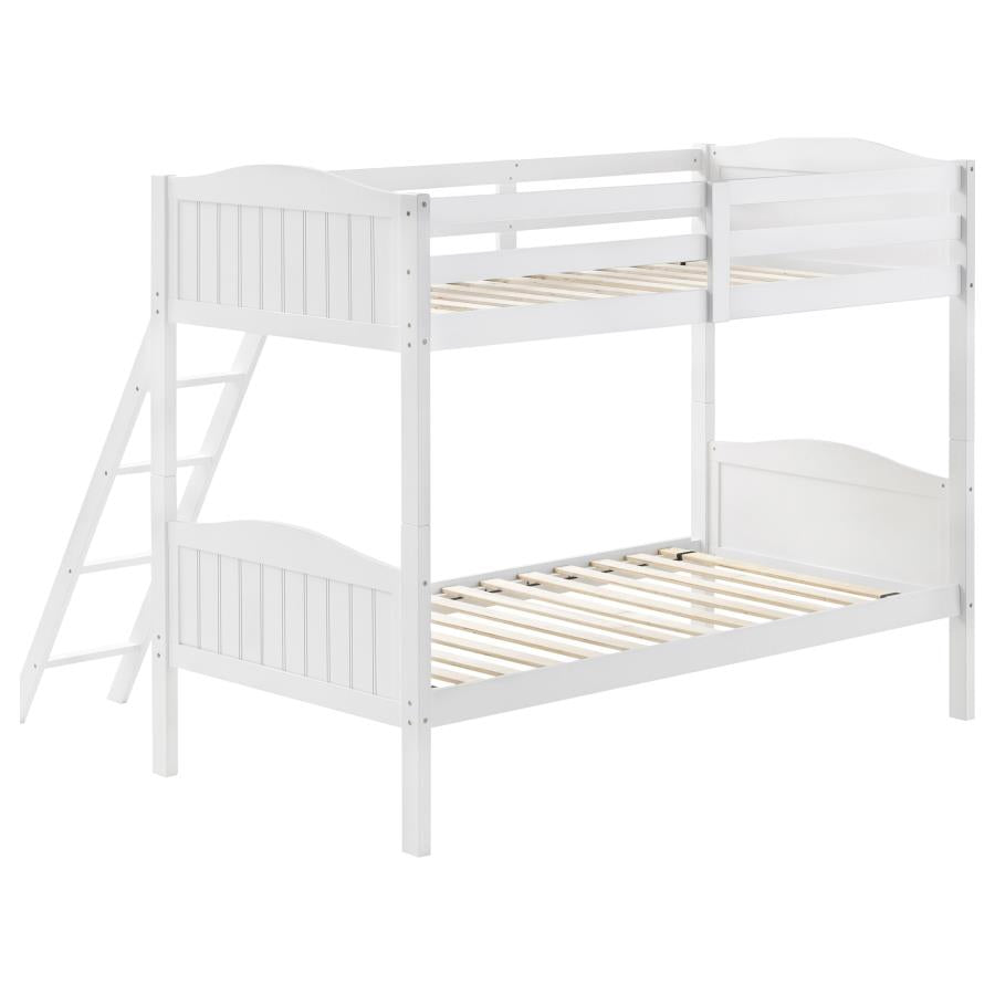 Arlo Twin/Twin Bunk Bed with Ladder White