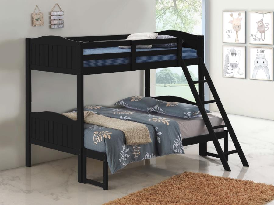 Arlo Twin/Full Bunk Bed with Ladder Black